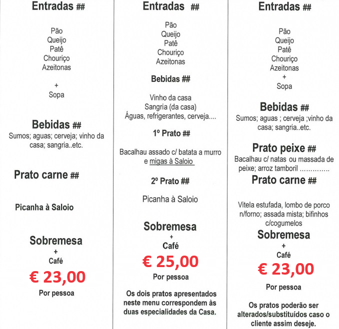 Orçamentos para almoços/jantares de grupo - O Saloio - Restaurante Bar